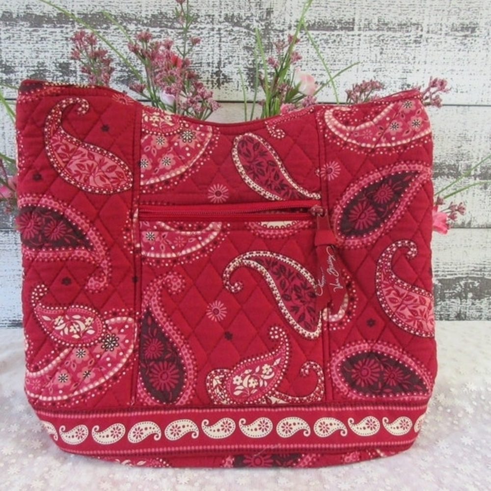 Vera Bradley Red Paisley Quilted Tote Bag